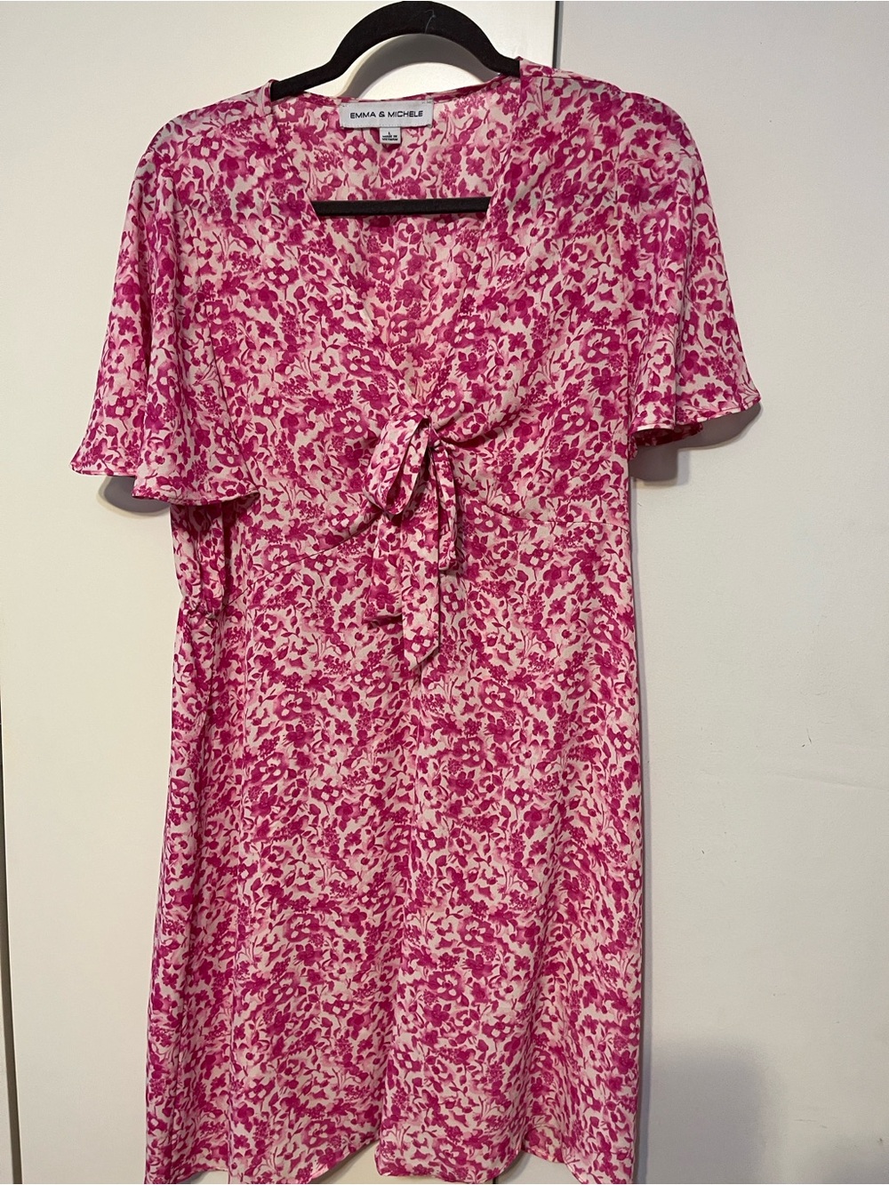 Emma & Michele Pink Floral Tie-Front Top